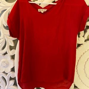 Bright Red V-neck Top
